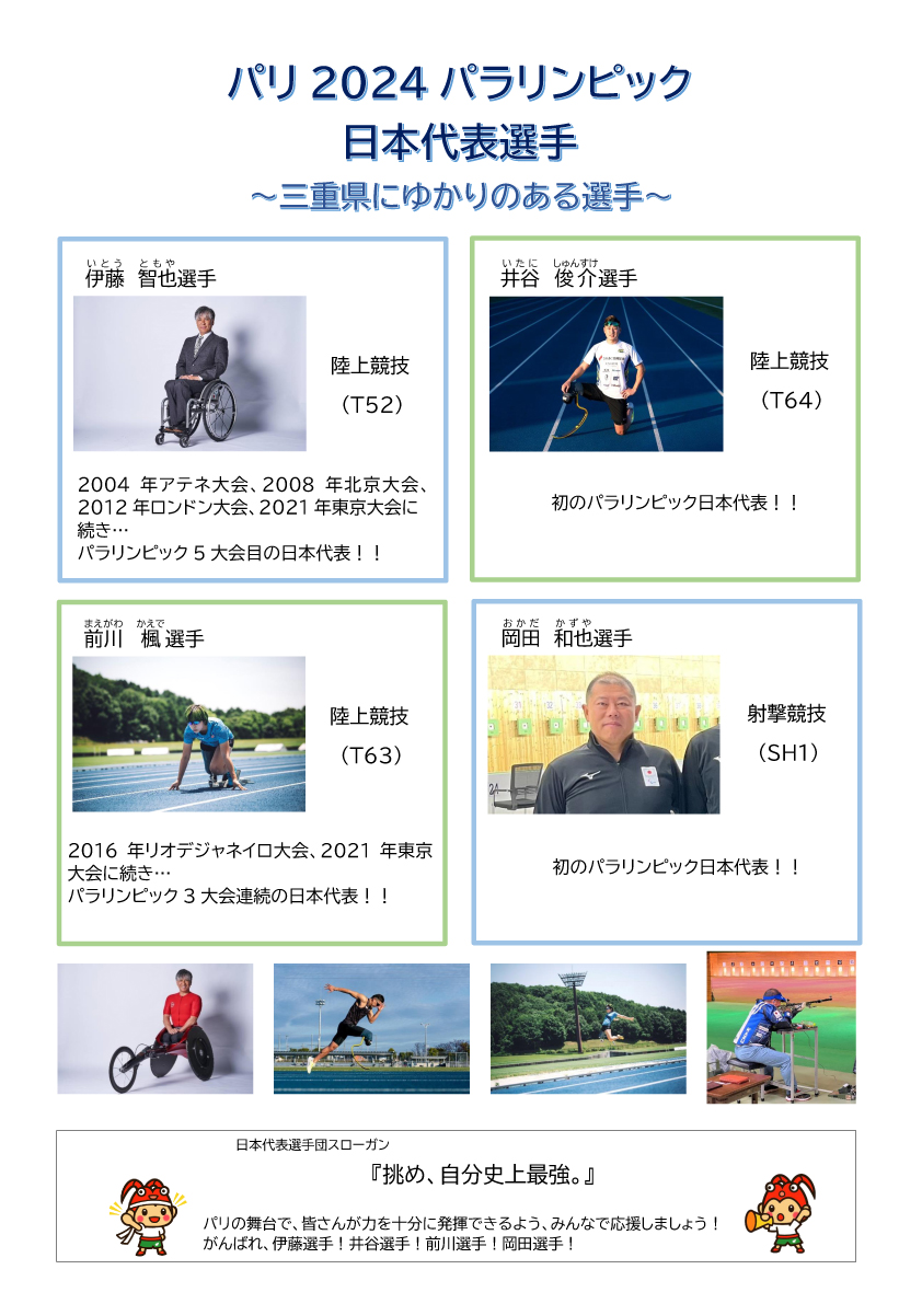 パリ2024パラリンピック日本代表選手～三重県にゆかりのある選手～