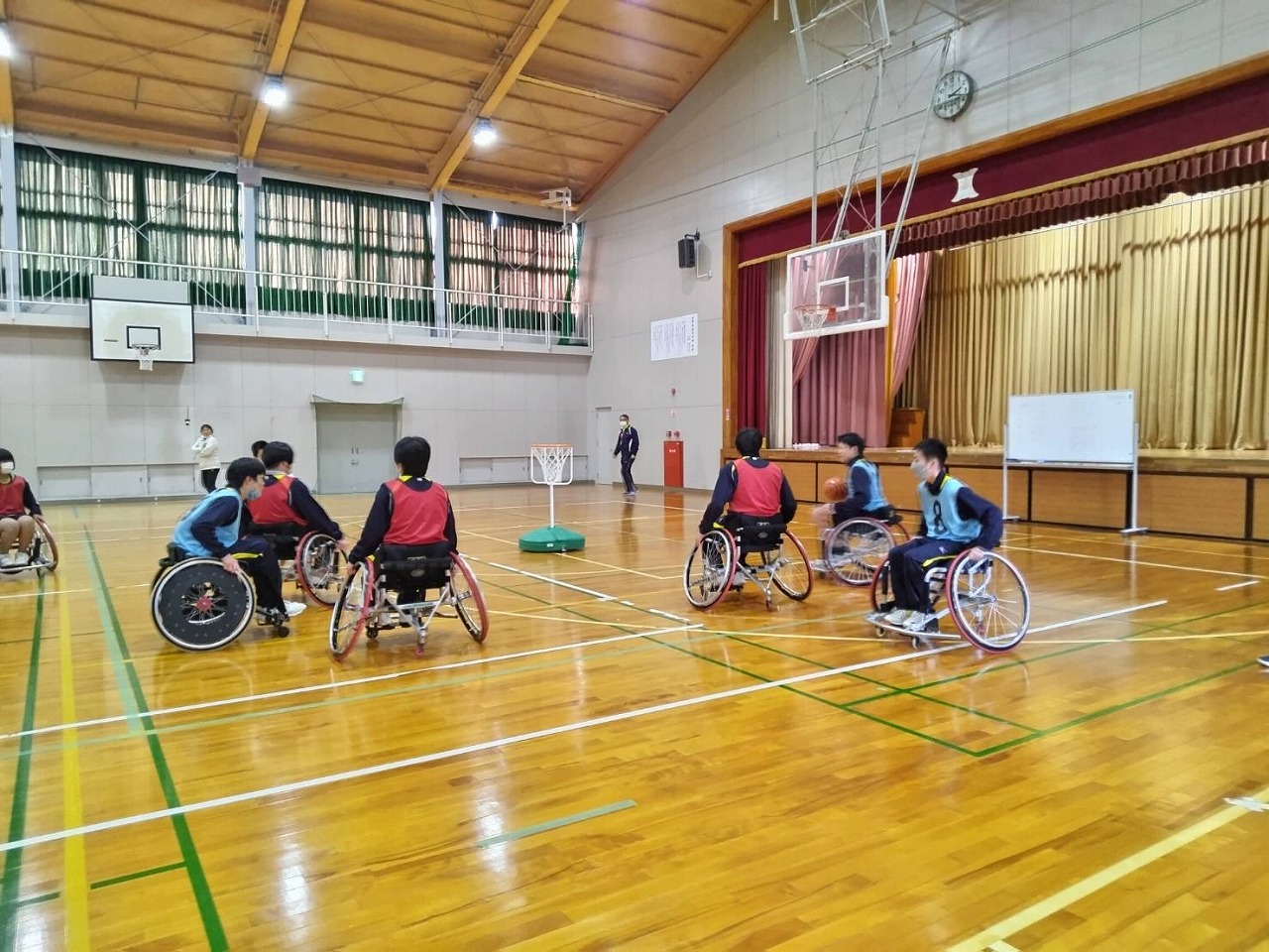 三重県立南伊勢高等学校度会校舎 2年生　福祉体験教室（車いすバスケットボール体験）　1/29（水）